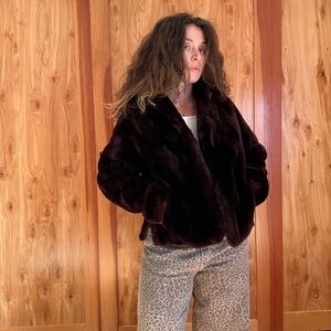 Unique Vintage Dark Brown Teddy Jacket